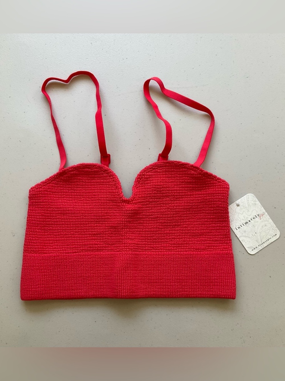 FREE PEOPLE Intimately The Rib I Reach For Longline Bralette Size XS/S Red Apple